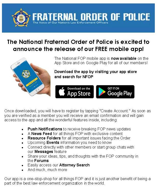 National FOP advertisement inviting law enforcement                               officers to join the Fraternal Order of Police